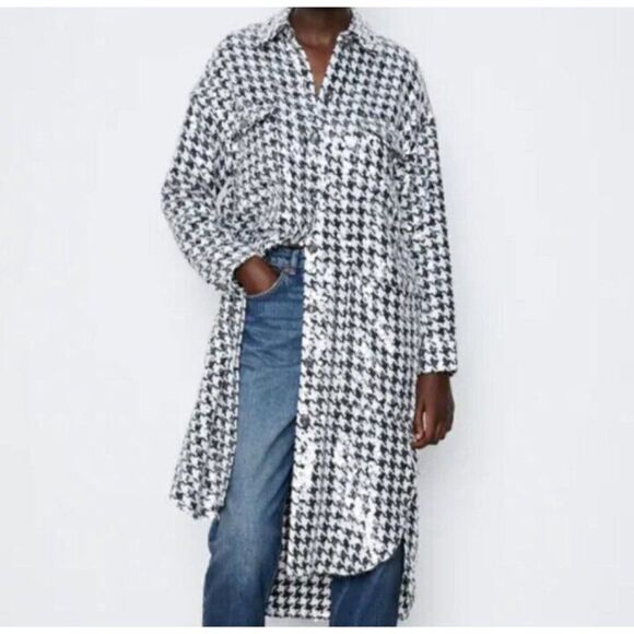 LIMITED EDITION Zara Houndstooth Overshirt, Sze M - Picture 3 of 15